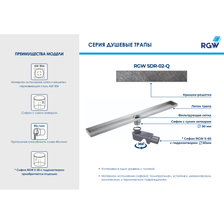 Душевой трап RGW SDR-02-Q 21210210-02