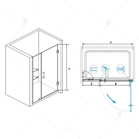 Душевая дверь RGW Hotel HO-013 (350601325-11) 250х195 см, профиль хром/стекло прозрачное