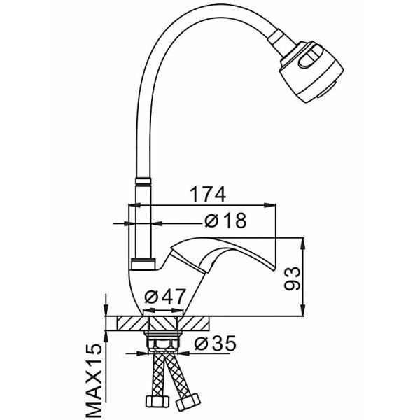 Смеситель для мойки с гибким изливом Frap F4303