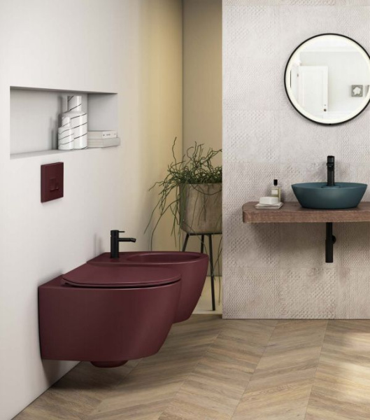 Биде ISVEA Sentimenti Neo подвесной  363*510*400 цвет бордовый матовый 10AR41010SV-2R