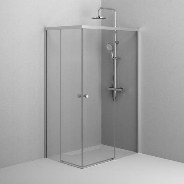 W94G-403-12080-MТ Душевое ограждение AM.PM X-Joy Square Slide 120х80, мат хром, прозрачное