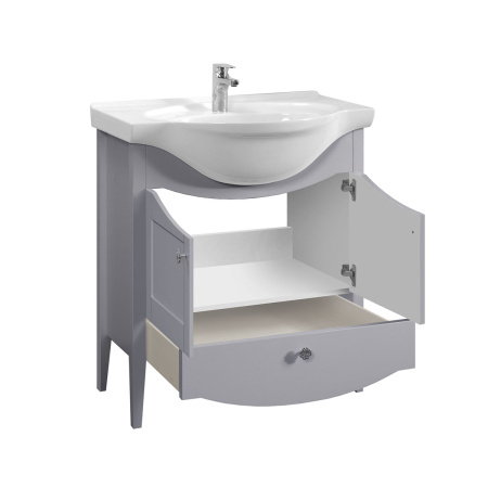 Тумба под умывальник Belux Афины напольная 75-01, железный серый матовый