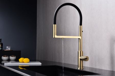 Смеситель для кухни Paulmark TORNADO To213402-SBG, светлое брашированное золото