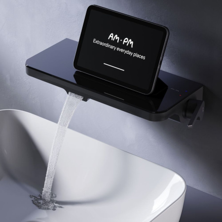 F8F72722 Func Встраиваемый смеситель на раковину АМ.РМ с полкой и каскадным изливом, черный