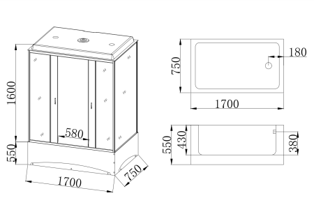 Душевой бокс Taliente TA-17075G 170х75