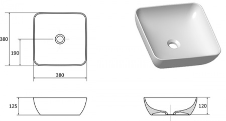 Умывальник Ravak UNI 380 S SLIM XJX01138001