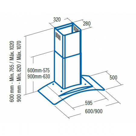 Кухонная вытяжка Cata C-600 GLASS BLACK H