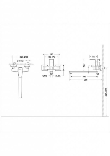 Смеситель для ванны Bravat Riffle F672106C-L, хром