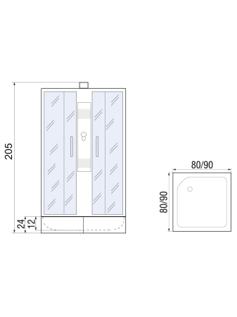 Душевая кабина River QUADRO Б/К 90/24 MT 900х900х2050мм