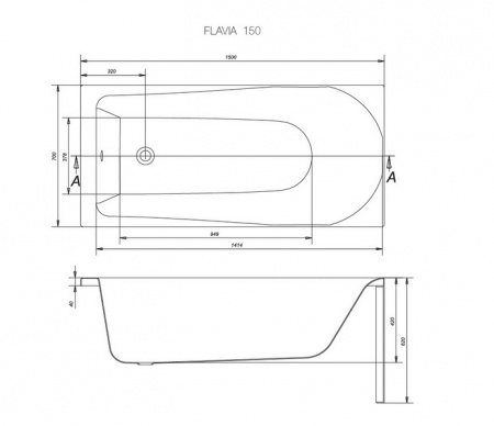 Акриловая ванна Cersanit Flavia 150x70 P-WP-FLAVIA*150NL