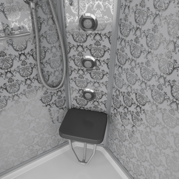 Душевая кабина Niagara Luxe NG-7715W (90x90х215) низкий поддон(15см),дверь раздвижная,стенки серебро