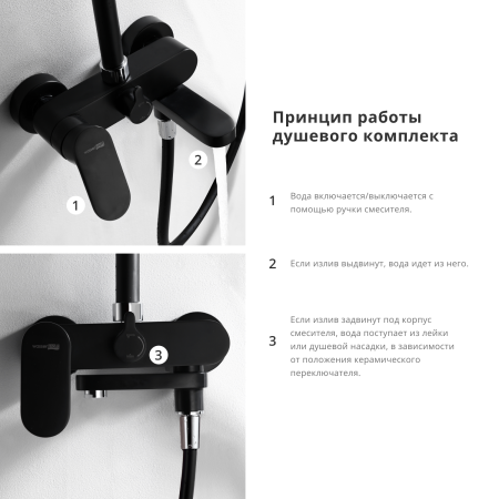 Душевой комплект для набора WasserKRAFT Elbe 7400 BK17401CB