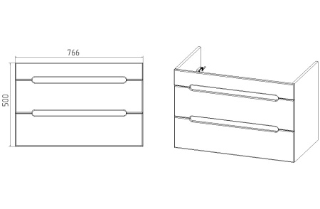 Тумба VIANT "Марсель" COMO 80 2 ящика подвесная 380х460x500 (VMAR80CO-T2YP)