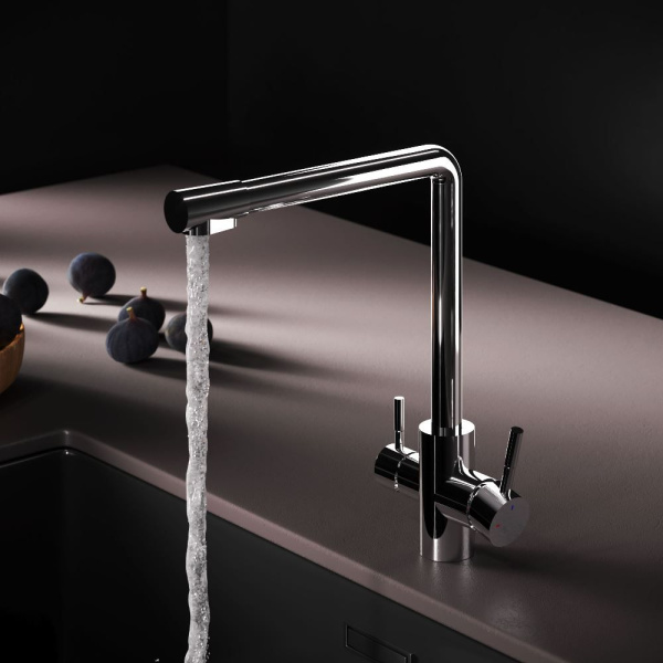 F85B05700 X-Joy S, Смеситель для кухни AM.PM с L-изливом с каналом для питьевой воды, хром