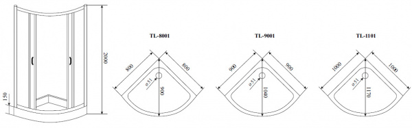 Душевой уголок Timo TL-9001 Romb Glass 90x90x200