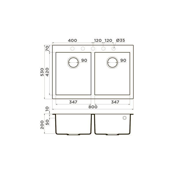 Кухонная мойка Omoikiri Bosen 80-2-WH Tetogranit/белый 4993839