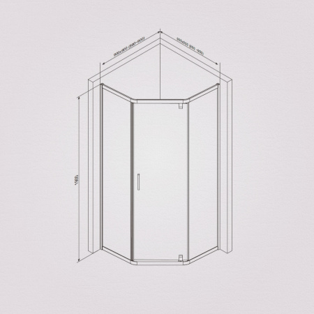 W90G-405-090MT Душевое ограждение AM.PM Gem 5-corner Pivot 90x90 стекло прозрачное, профиль матовый хром