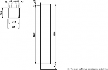 Шкаф-пенал Laufen INO 4254520301701 36x30.6x180