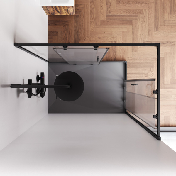 W90G-403-120280-BT Gem Душевое ограждение AM.PM прямоугольн.,раздвиж.двери 120x80 черный мат.,стекло прозрачное