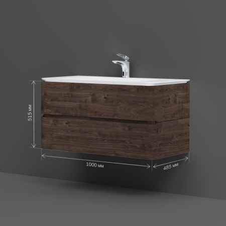M30FHX1002TF Sensation База под раковину AM.PM, подвесная, 100 см, ящики, табачный дуб