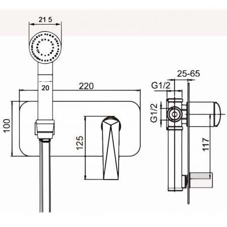 Гигиенический душ со смесителем Boheme Venturo 377 Хром
