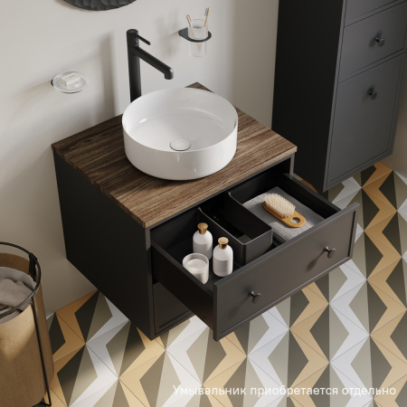 Тумба подвесная со столешницей МДФ, макадамия орех 60 см IDDIS Torr темно-серый (TOR60DMi95K)