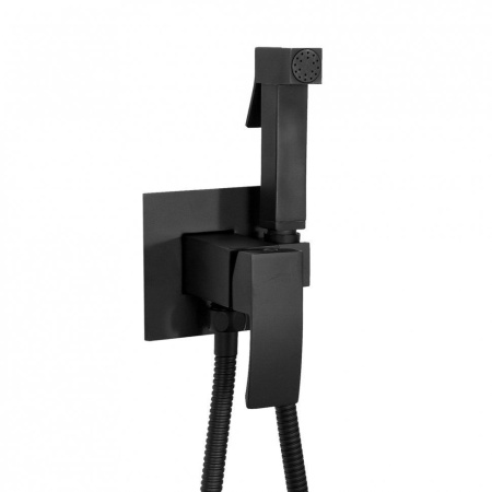 Смеситель встраиваемый с гигиеническим душем Hansberge H3077 Черный матовый