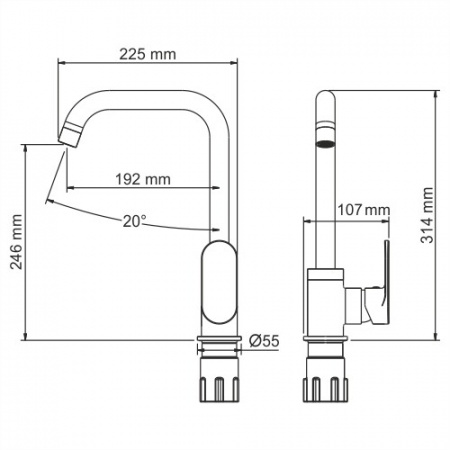 Смеситель для кухни Wasserkraft Mindel 8507