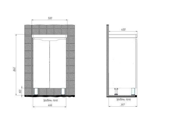 Тумба напольная BRIZ Мальта 50 с умывальником Фостер, 365 03-02050-06 00 БЕЛ