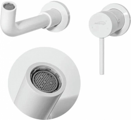 Смеситель встраиваемый для раковины Hansberge H211 Белый глянец