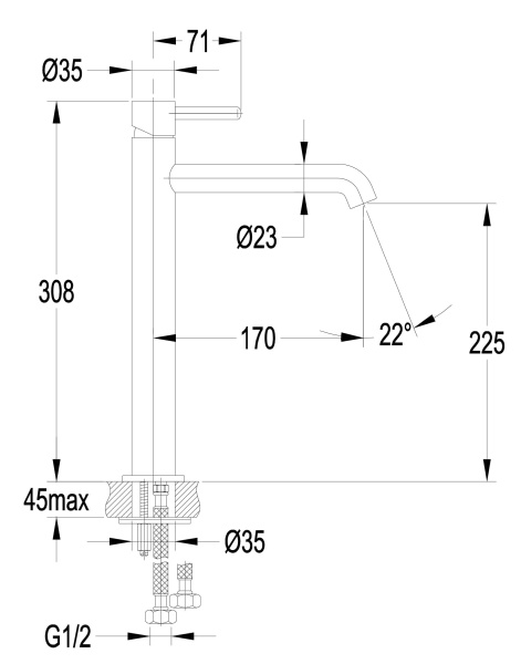 Смеситель для раковины OMNIRES Y Y1212BLGL