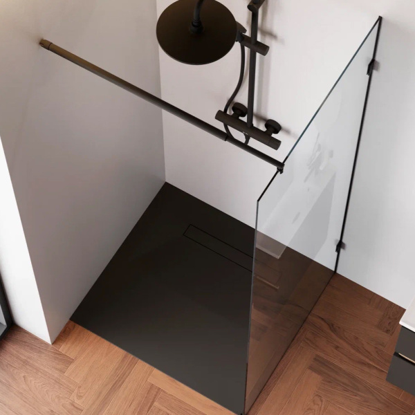 W94WI-80-F1-BTE Душевая перегородка AM.PM X-Joy 80x195, стекло прозр. 6 мм + покрытие, фурнитура черный