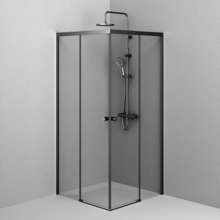 W94G-403-9090-BT1K X-joy Душевое ограждение AM.PM квадратное,раздвиж.двери 90x90 черный мат.