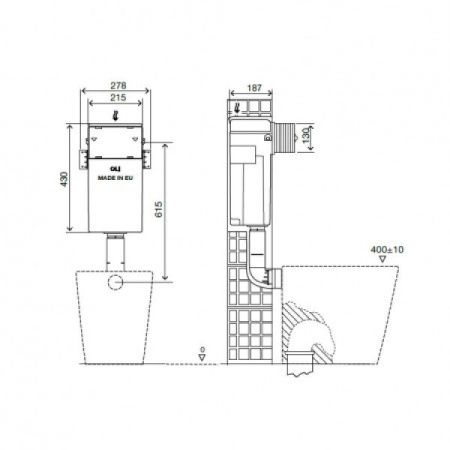 Смывной бачок Oli Quadra под пневматическую панель слива 37172