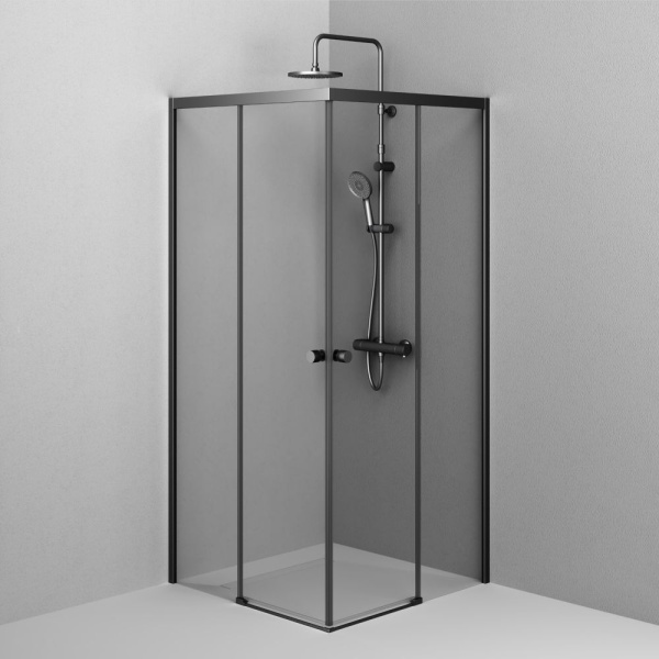 W94G-403-9090-BT1K X-joy Душевое ограждение AM.PM квадратное,раздвиж.двери 90x90 черный мат.