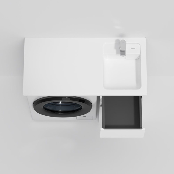 M85AWPR1001WG X-Joy, Раковина над стиральной машиной AM.PM, литьевой мрамор, правая, 100 см, белый глянец