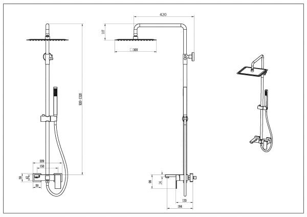 Душевая стойка Boheme Qubic 478-MW matt white