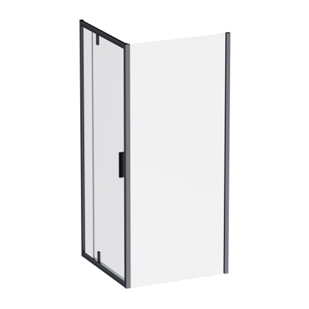 W90G-404-9090-BT Gem Душевое ограждение AM.PM квадрат, распашн дверь 90x90 мат черный, стекло прозрачное