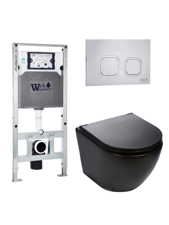 Комплект инсталляции с унитазом Weltwasser AMBERG 506 ST + MERZBACH 043 MT-BL + AMBERG RD-MT CR