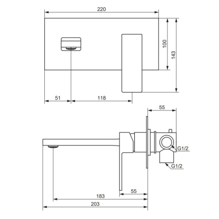 530260500 Gala Смеситель для умывальника Damixa монтируемый в стену, розовое золото