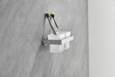 Настенный стакан двойной Grocenberg AC0022 (Хром)