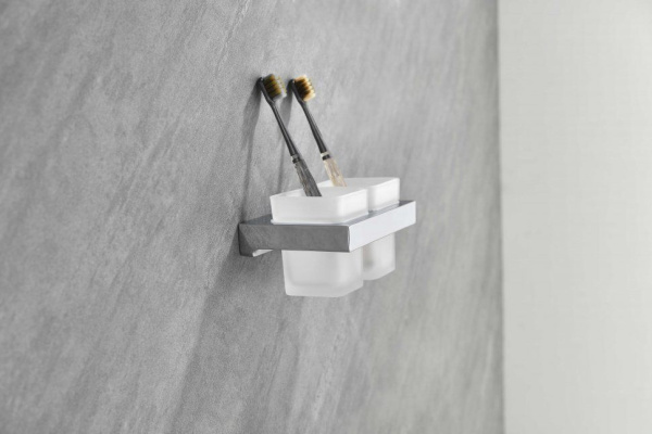 Настенный стакан двойной Grocenberg AC0022 (Хром)