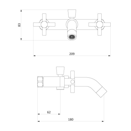 271000000 Neo Classic Graphite, Смеситель для ванны и душа AM.PM