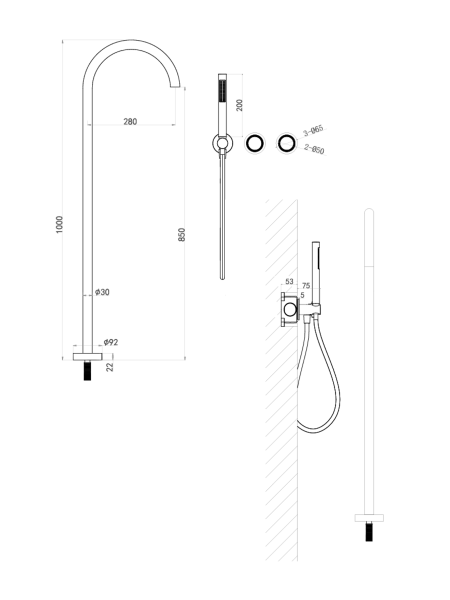 Смеситель для ванны ALTROBAGNO Рикко (Ricco) 020208 BC