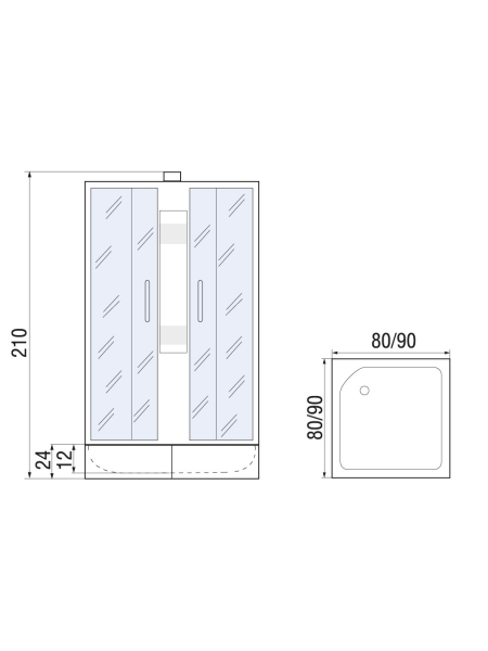 Душевая кабина River NEVA Б/К 90/24 MT 900х900х2100мм