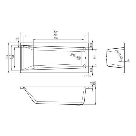 Акриловая ванна Lavinia Boho Rock 150х75 37070050