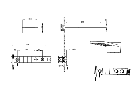 Душевой комплект Boheme Zodiac 133-G термостат, С ВНУТРЕННЕЙ ЧАСТЬЮ, gold