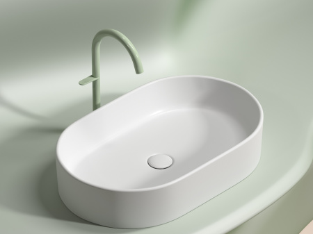 Умывальник чаша накладная овальная Ceramicanova Element 608*385*122мм, Белый матовый, CN6048MW