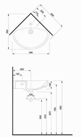 Умывальник Kolo Nova Pro M31750000 угловой 50 см