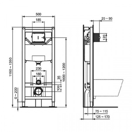 Комплект инсталляции и унитаза Ideal Standard Tesi AquaBlade T387201